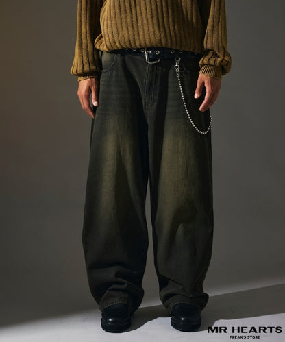 MR HEARTS VINTAGE WASH WIDE STRAIGHT DENIM 復古水洗牛仔褲