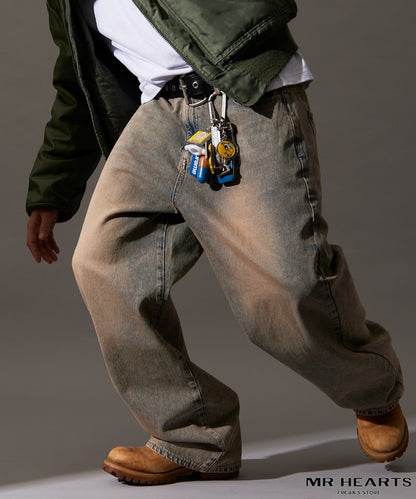 MR HEARTS VINTAGE WASH WIDE STRAIGHT DENIM 復古水洗牛仔褲