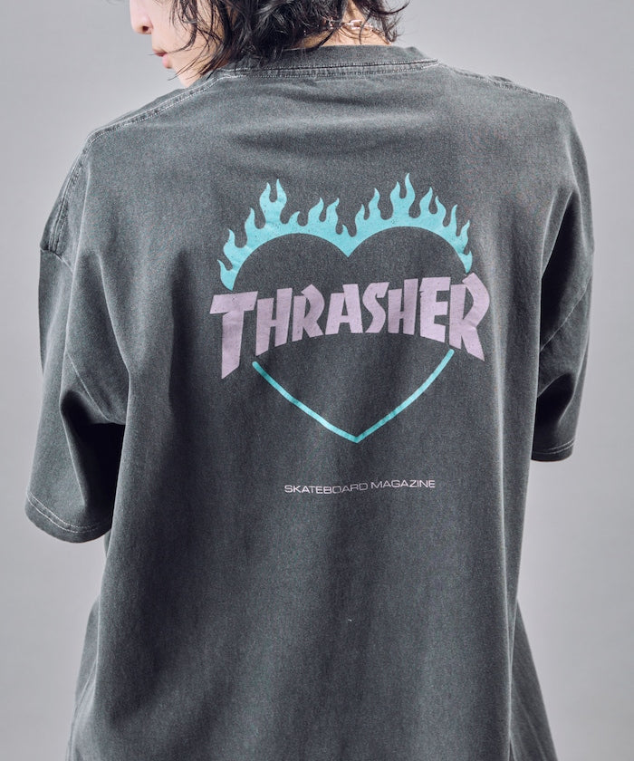 PUBLUX x THRASHER Back logo flame heart TEE 限定印花短袖T恤