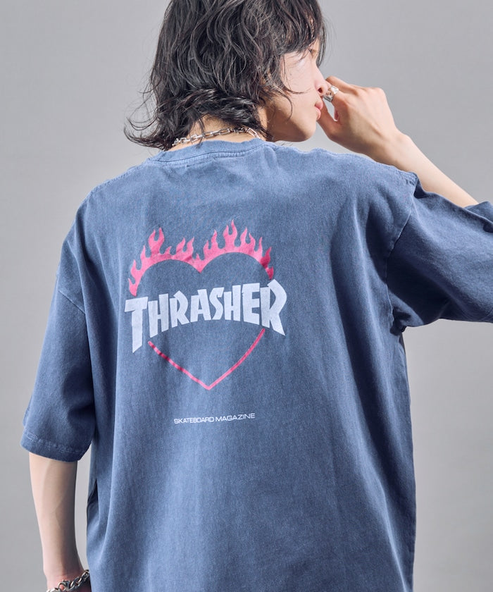 PUBLUX x THRASHER Back logo flame heart TEE 限定印花短袖T恤