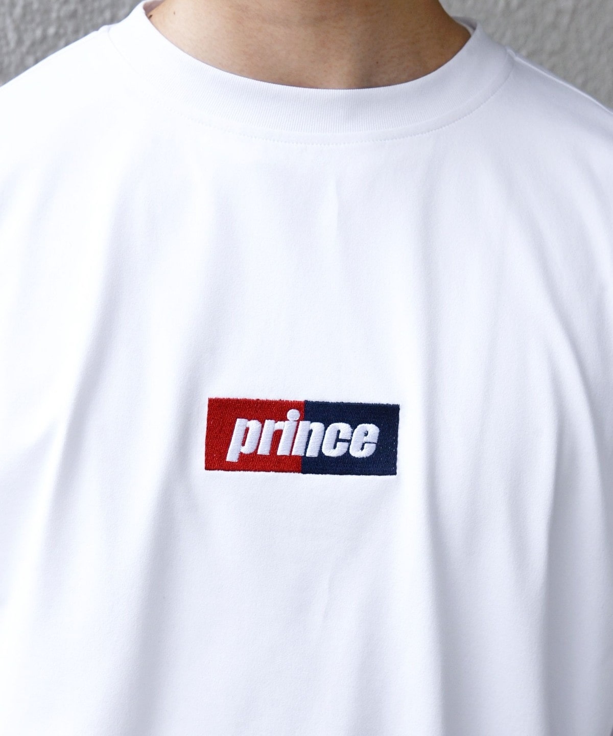 SHIPS any x prince 吸濕排汗/防紫外線 方框logo刺繡短袖T恤