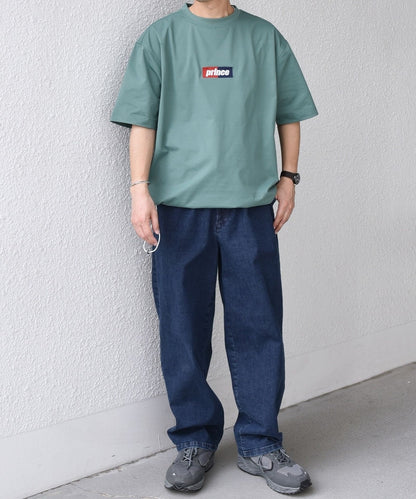 SHIPS any x prince 吸濕排汗/防紫外線 方框logo刺繡短袖T恤