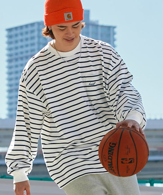 特價 HECT 寬版條紋長袖T恤上衣