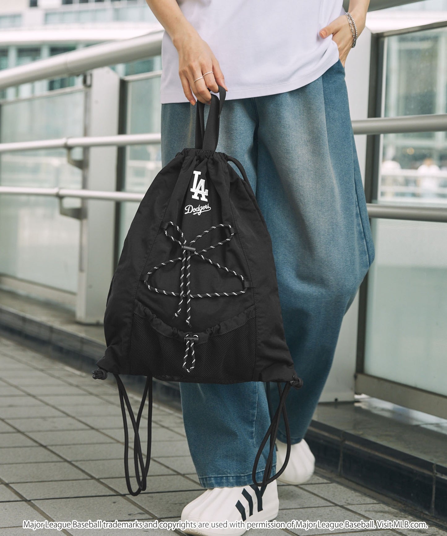 MONO-MART MLB 刺繡LOGO尼龍雙拉繩後背包