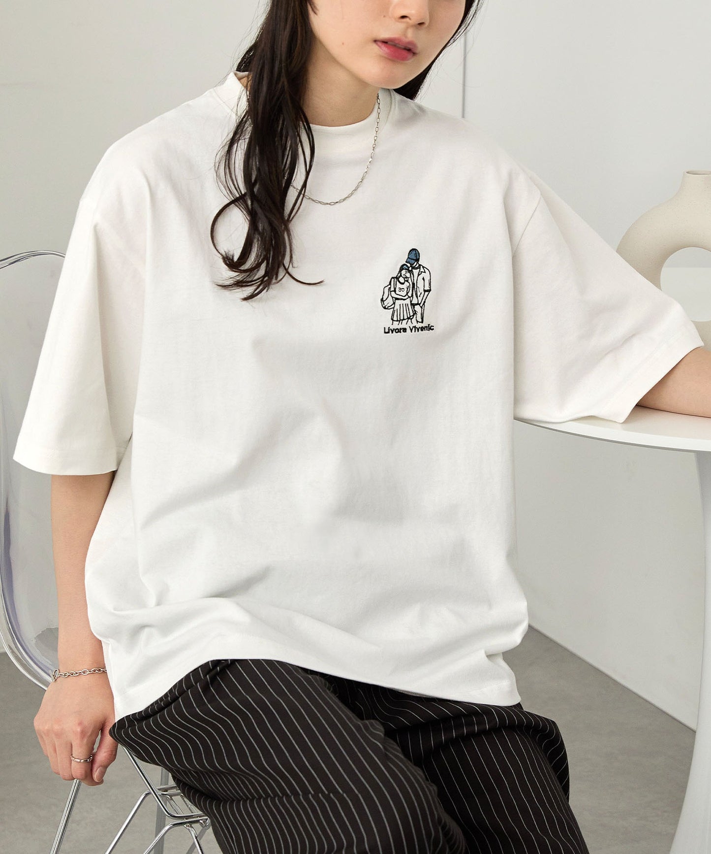 MONO-MART 刺繡圖案短袖T恤