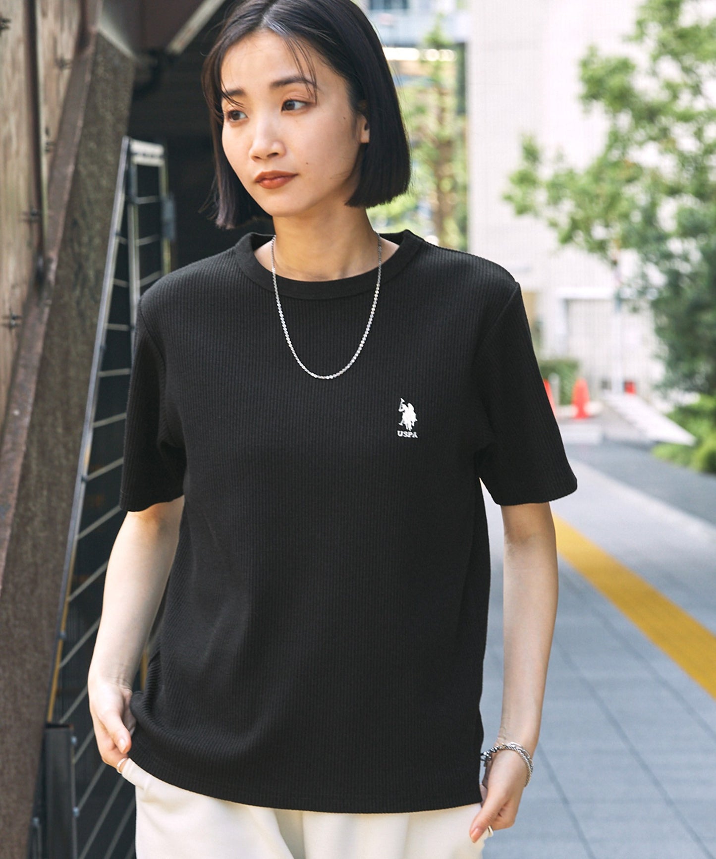 U.S. POLO ASSN. one-point embroidery  T-shirt 羅紋短袖上衣