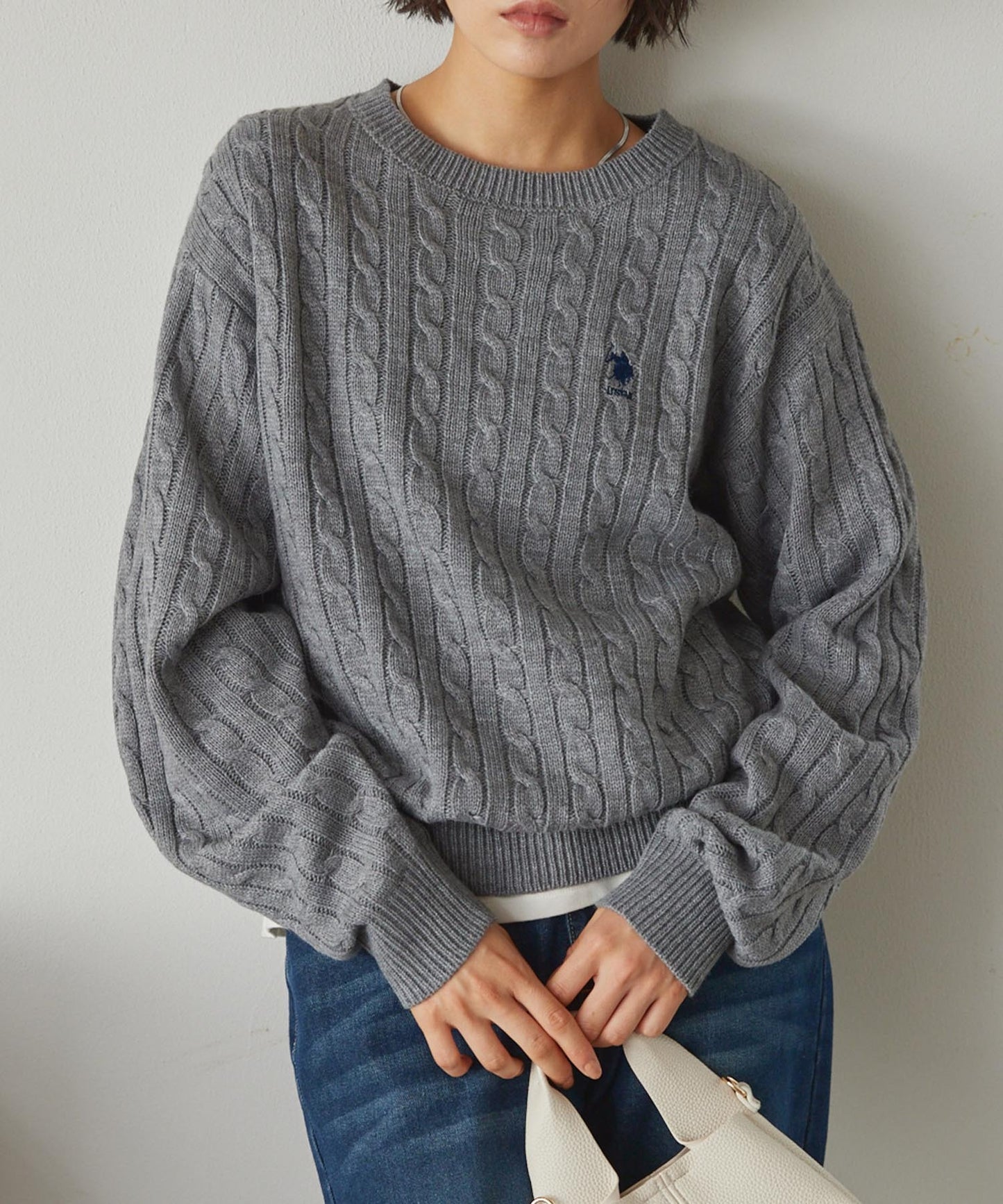 U.S. POLO ASSN. 刺繡LOGO 麻花針織衫