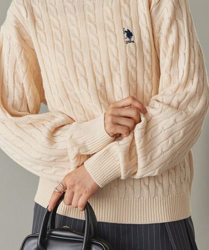 U.S. POLO ASSN. 刺繡LOGO 麻花針織衫