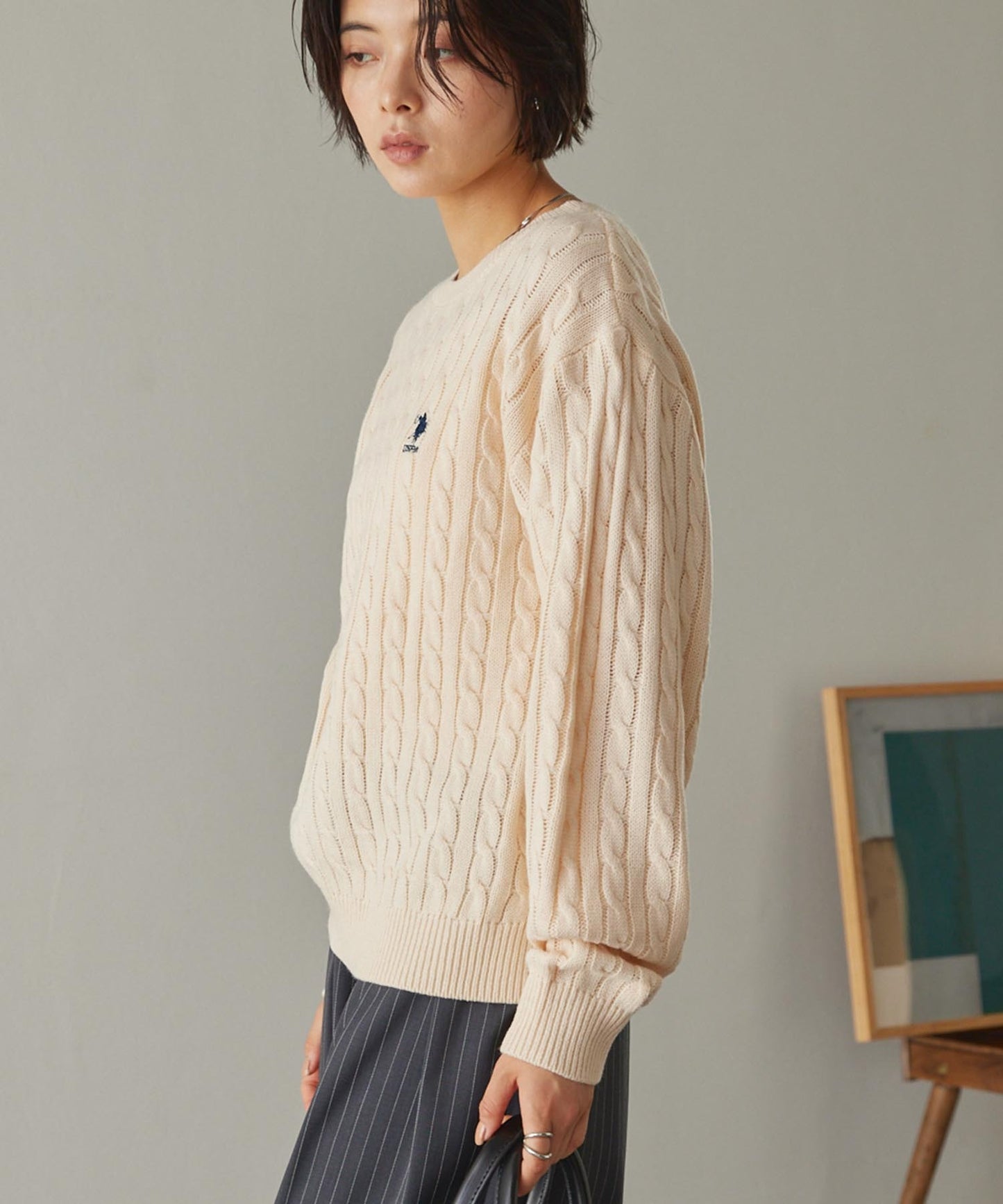 U.S. POLO ASSN. 刺繡LOGO 麻花針織衫