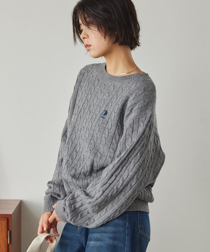 U.S. POLO ASSN. 刺繡LOGO 麻花針織衫