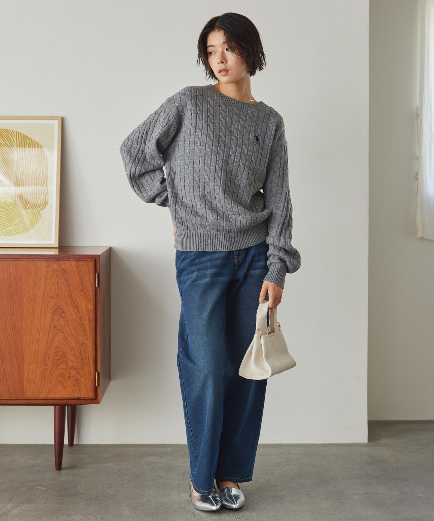 U.S. POLO ASSN. 刺繡LOGO 麻花針織衫