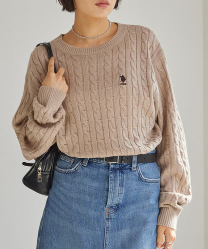 U.S. POLO ASSN. 刺繡LOGO 麻花針織衫