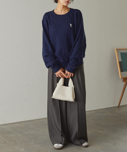 U.S. POLO ASSN. 刺繡LOGO 麻花針織衫