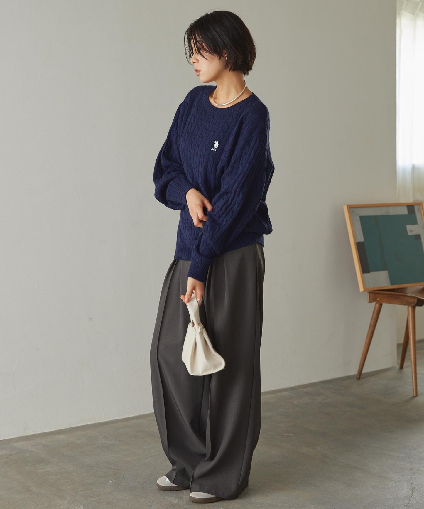 U.S. POLO ASSN. 刺繡LOGO 麻花針織衫