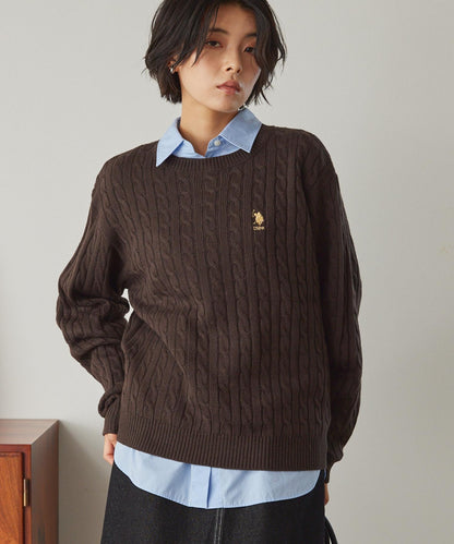 U.S. POLO ASSN. 刺繡LOGO 麻花針織衫