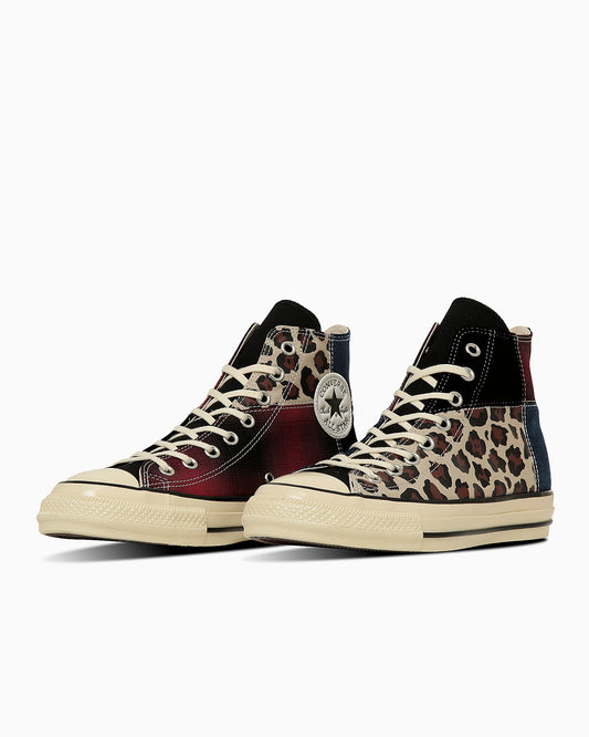 日本限定 CONVERSE ALL STAR AGED MATERIALBLOC HI 拼接豹紋高筒帆布鞋