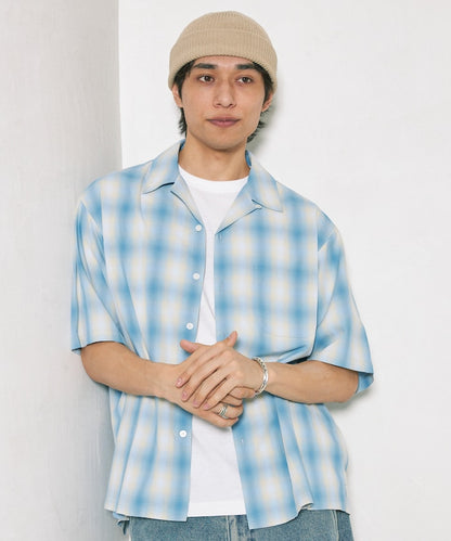 FREAK'S STORE NEW LOOSE FIT OMBRE CHECK SHIRT SS 短袖格紋襯衫