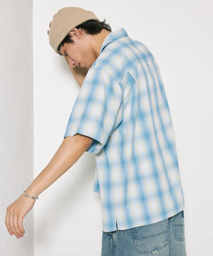 FREAK'S STORE NEW LOOSE FIT OMBRE CHECK SHIRT SS 短袖格紋襯衫