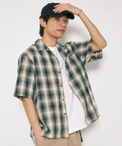 FREAK'S STORE NEW LOOSE FIT OMBRE CHECK SHIRT SS 短袖格紋襯衫