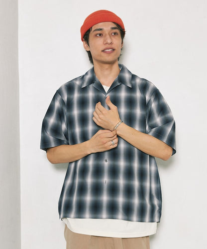 FREAK'S STORE NEW LOOSE FIT OMBRE CHECK SHIRT SS 短袖格紋襯衫