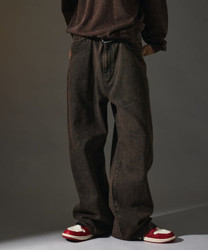 MR HEARTS VINTAGE WASH WIDE STRAIGHT DENIM 復古水洗牛仔褲