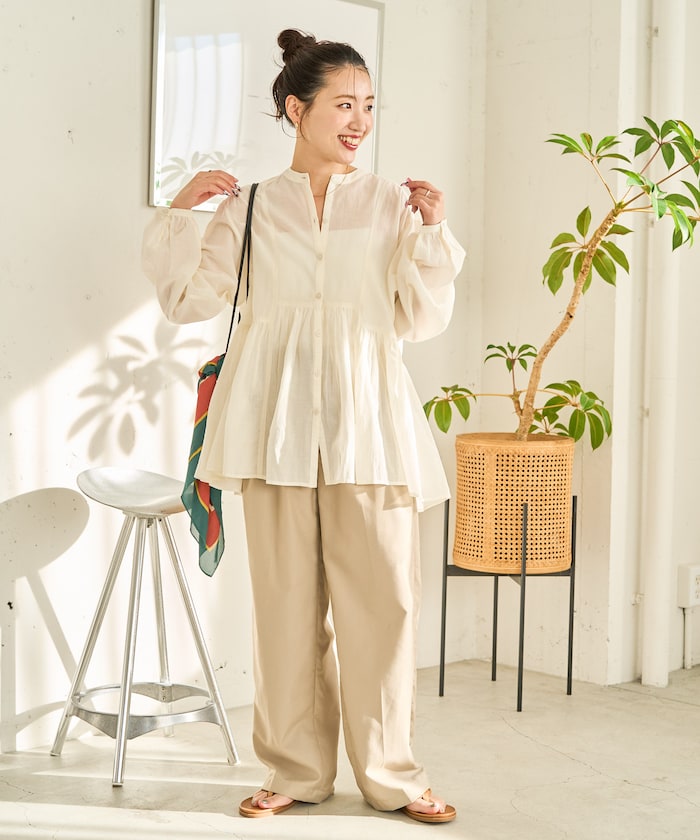 FREAK'S STORE 限定 輕透前扣抓皺襯衫