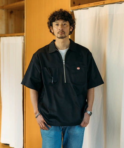 RED KAP relaxed fit half zip one point logo Short 半拉鍊工裝短袖襯衫