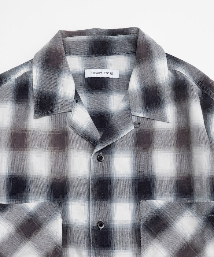 FREAK’S STORE Murabreach processed open collar ombre check shirt 漸層格紋短袖襯衫