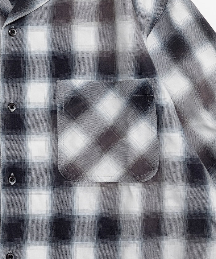 FREAK’S STORE Murabreach processed open collar ombre check shirt 漸層格紋短袖襯衫