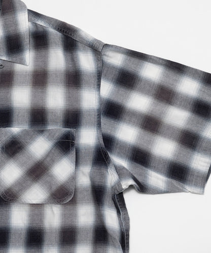FREAK’S STORE Murabreach processed open collar ombre check shirt 漸層格紋短袖襯衫