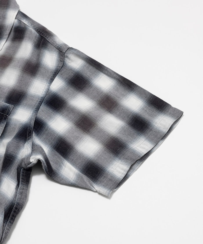FREAK’S STORE Murabreach processed open collar ombre check shirt 漸層格紋短袖襯衫