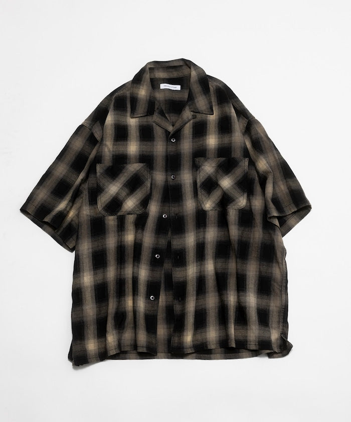 FREAK’S STORE Murabreach processed open collar ombre check shirt 漸層格紋短袖襯衫