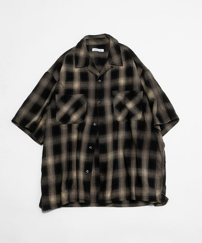 FREAK’S STORE Murabreach processed open collar ombre check shirt 漸層格紋短袖襯衫