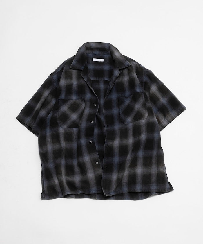FREAK’S STORE Murabreach processed open collar ombre check shirt 漸層格紋短袖襯衫
