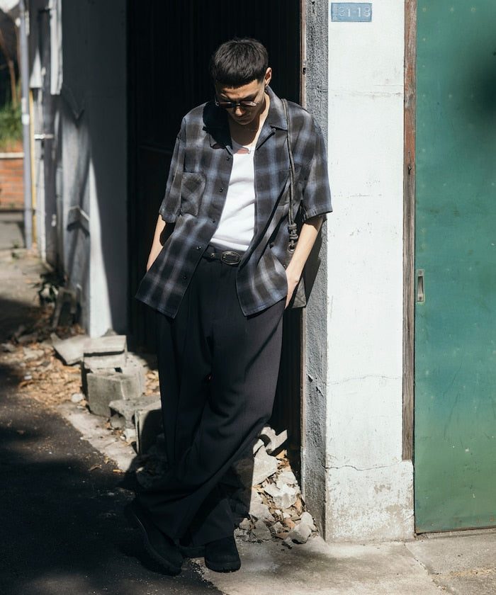 FREAK’S STORE Murabreach processed open collar ombre check shirt 漸層格紋短袖襯衫
