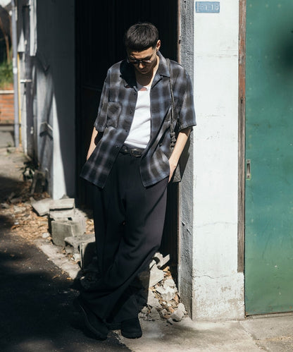 FREAK’S STORE Murabreach processed open collar ombre check shirt 漸層格紋短袖襯衫