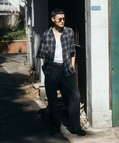 FREAK’S STORE Murabreach processed open collar ombre check shirt 漸層格紋短袖襯衫