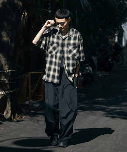 FREAK’S STORE Murabreach processed open collar ombre check shirt 漸層格紋短袖襯衫