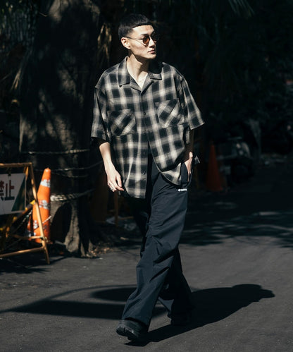 FREAK’S STORE Murabreach processed open collar ombre check shirt 漸層格紋短袖襯衫