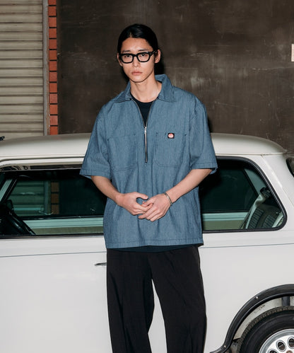 RED KAP relaxed fit half zip one point logo Short 半拉鍊口袋短袖襯衫