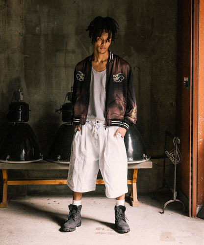 RED KAP 2TUCK BAGGY WIDE DENIM SHORTS PANTS 打褶牛仔短褲