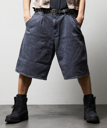 FREAK'S STORE Wide silhouette baggy double knee denim shorts 寬版牛仔短褲
