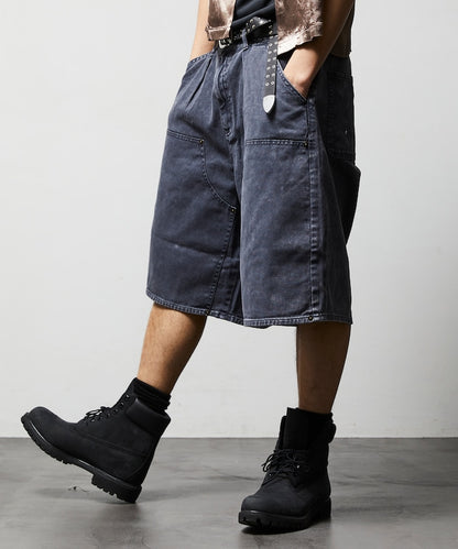 FREAK'S STORE Wide silhouette baggy double knee denim shorts 寬版牛仔短褲
