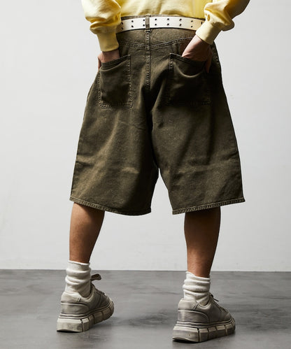 FREAK'S STORE Wide silhouette baggy double knee denim shorts 寬版牛仔短褲
