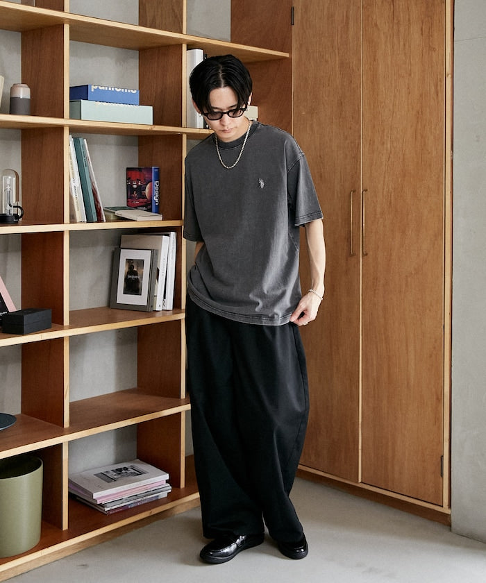 U.S. POLO ASSN. Special order one-point embroidered logo pigment T-shirt 簡約刺繡短袖T恤