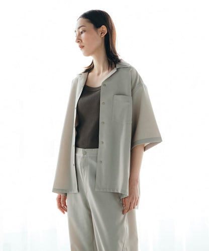 FREAK'S STORE Quick-drying material Relaxed fit Open collar shirt 寬版亞麻短袖襯衫
