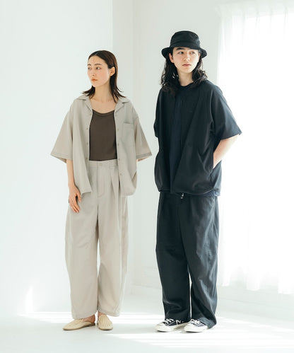 FREAK'S STORE Quick-drying material Relaxed fit Open collar shirt 寬版亞麻短袖襯衫
