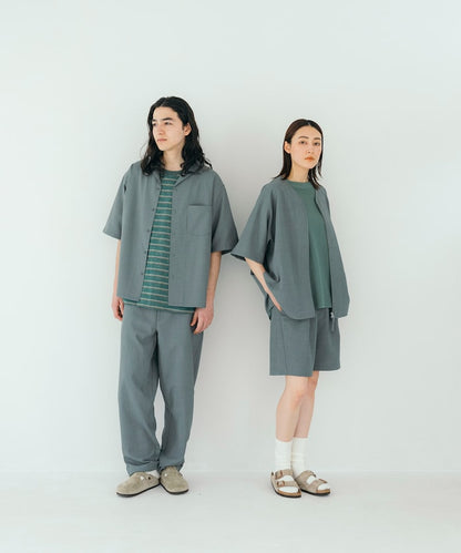 FREAK'S STORE Quick-drying material Relaxed fit Open collar shirt 寬版亞麻短袖襯衫