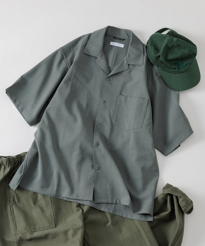 FREAK'S STORE Quick-drying material Relaxed fit Open collar shirt 寬版亞麻短袖襯衫