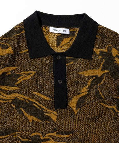 FREAK'S STORE All-over print mesh Knit polo shirt 印花針織短袖Polo衫
